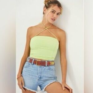 Mare Mare x Anthropologie Lime Green Halter Crop Top